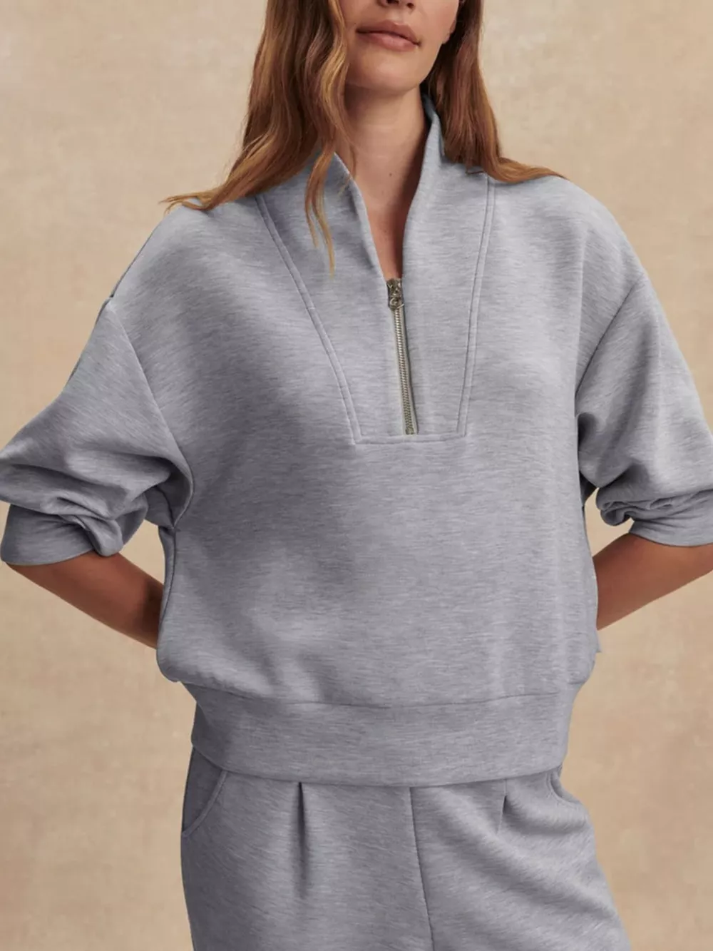 Quarter-Zip Sweatshirt and Wide-Leg Pants Set, image 14