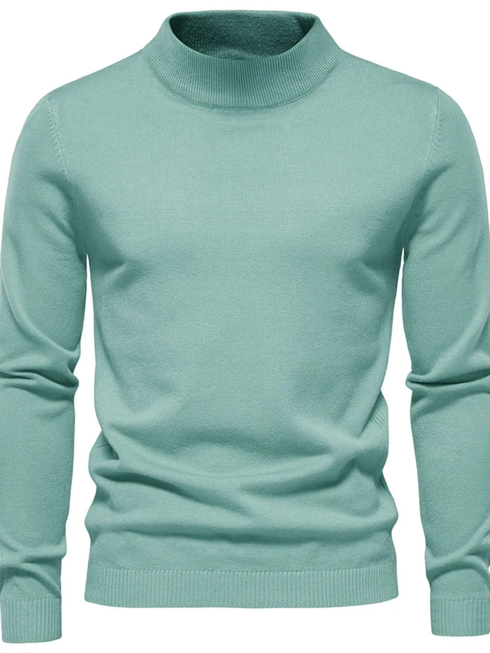 Men's Mock Neck Long Sleeve Sweater, image 15