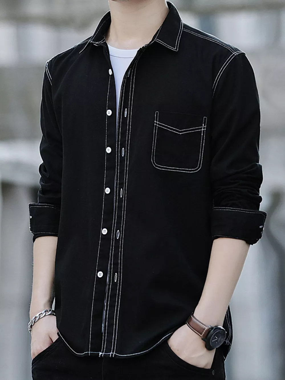 Men's Full Size Button Up Long Sleeve Shirt Plus Size, image 2