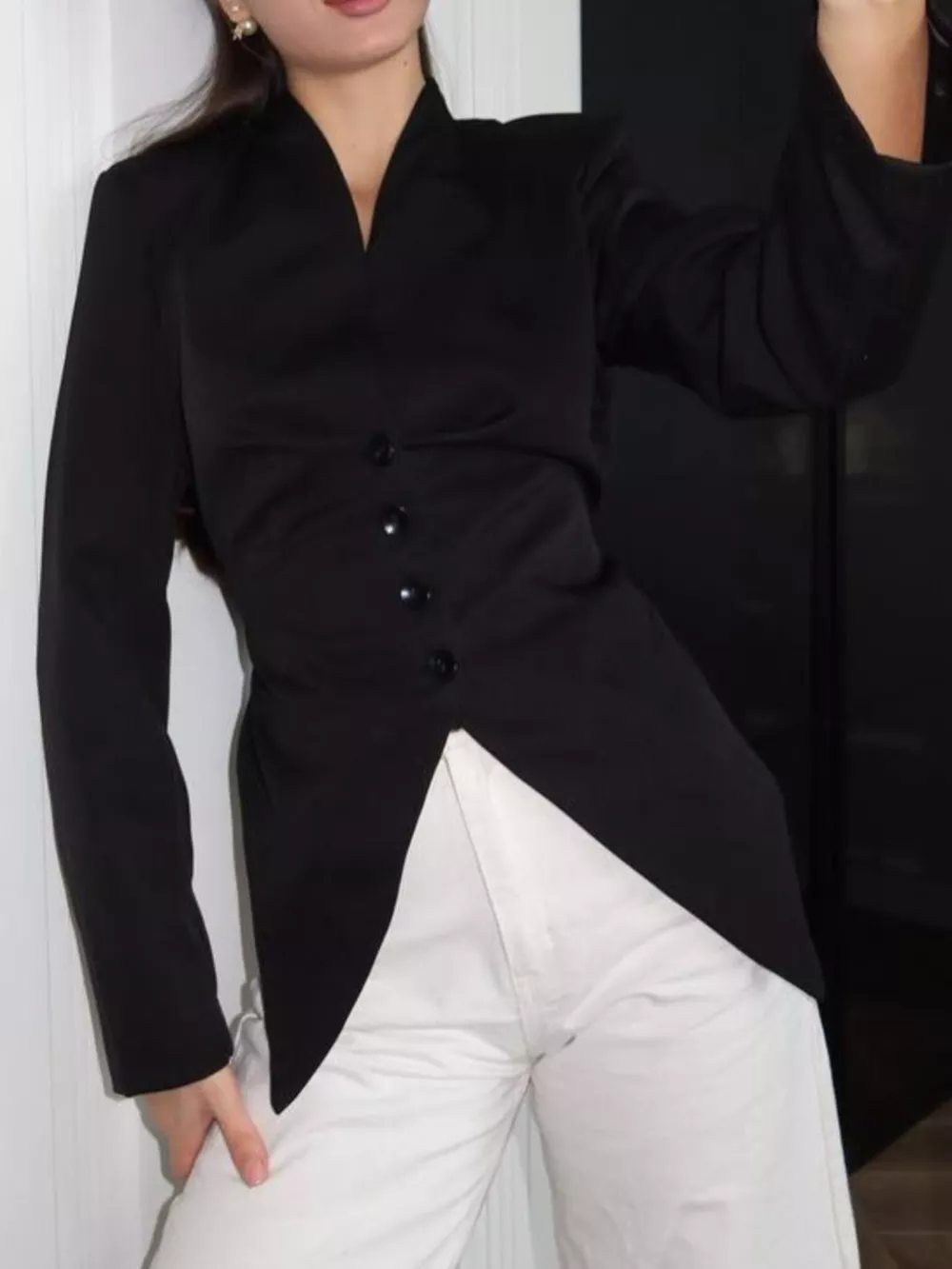 Slim-Fit Asymmetric Hem Blazer, image 10