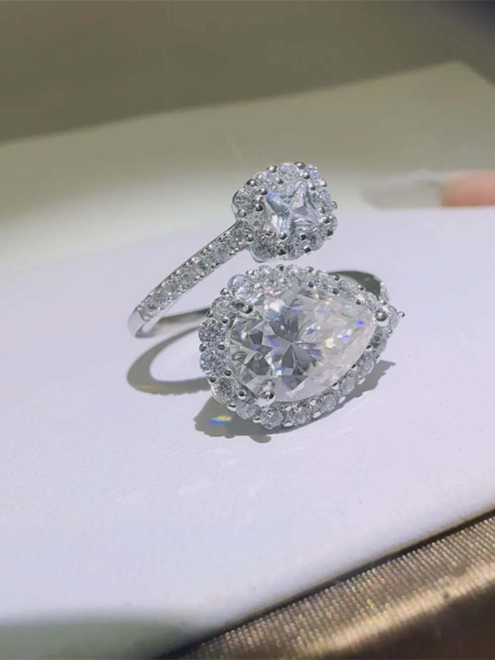 2 Carat Moissanite 925 Sterling Silver Bypass Ring, image 8