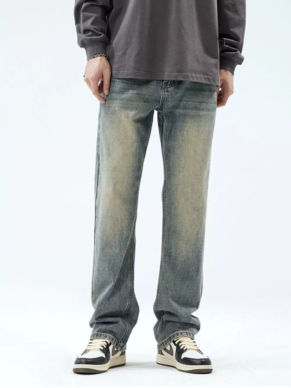 Men's Vintage Wash Loose Fit Jeans, image 4