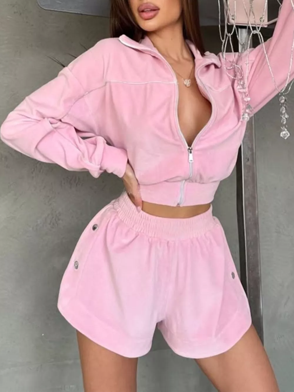 Zip-Up Outerwear and Shorts Set, image 9