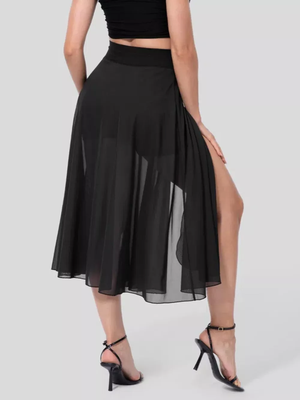 Slit Flowy Skirt with Shorts Liner, image 2
