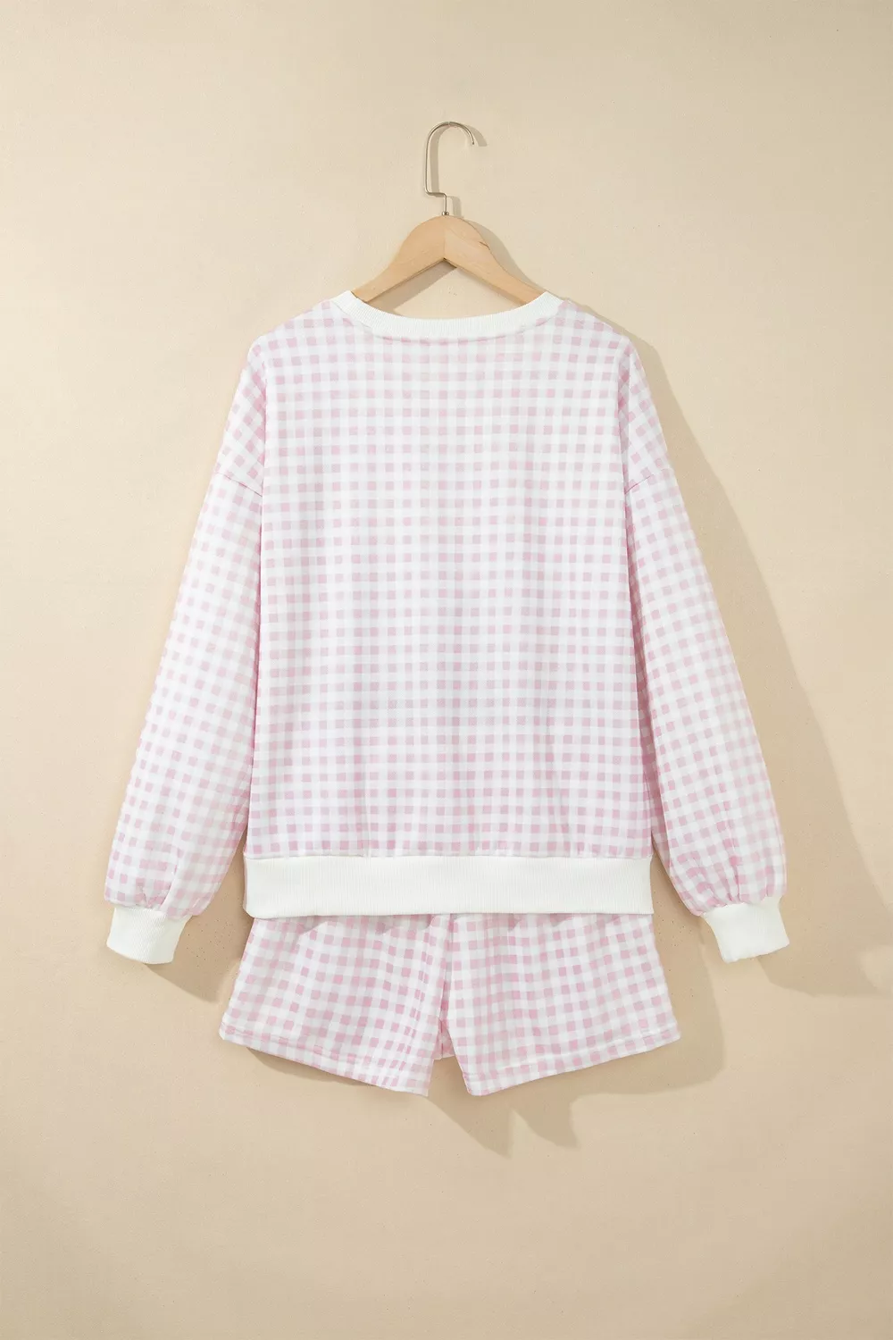 Gingham Long Sleeve Sweatshirt and Shorts Set, image 8