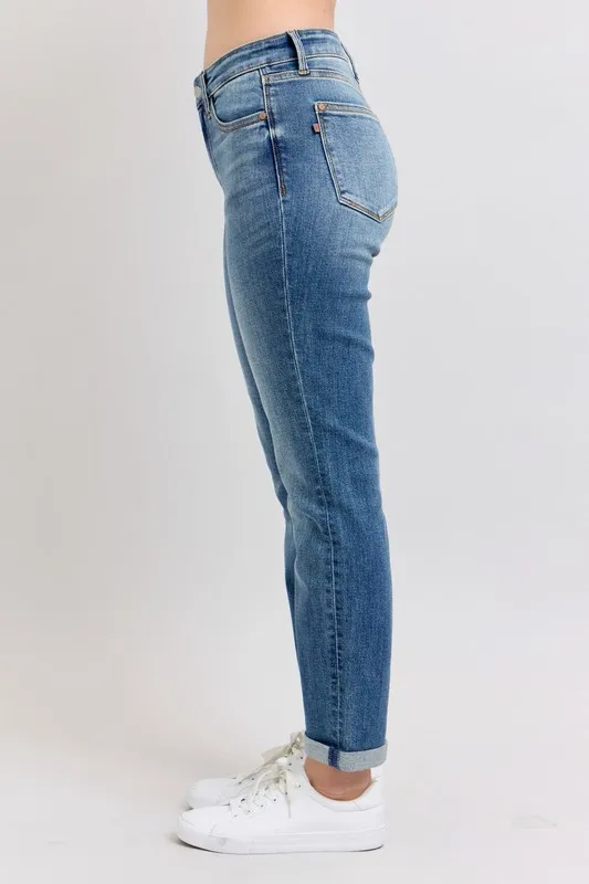 Full Size Mid Rise Skinny Cuff Jeans with Pockets Plus Size, image 2