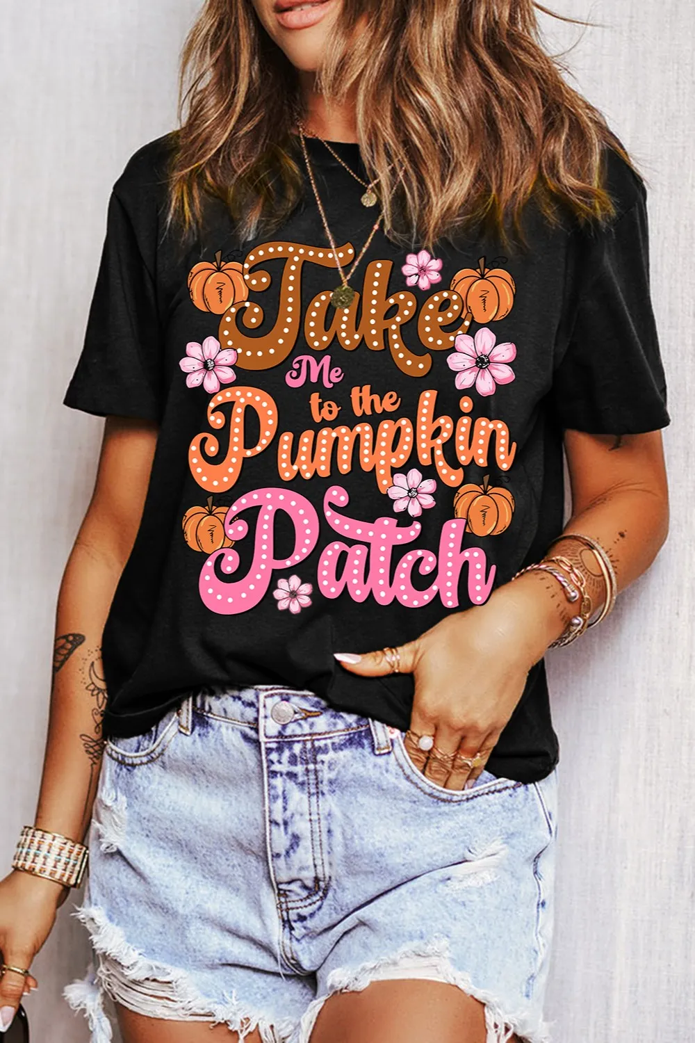 Letter Graphic Round Neck Short Sleeve T-Shirt, image 2