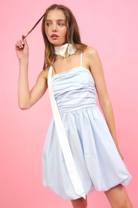 Ruched Detail Bubble Hem Mini Dress, image 2