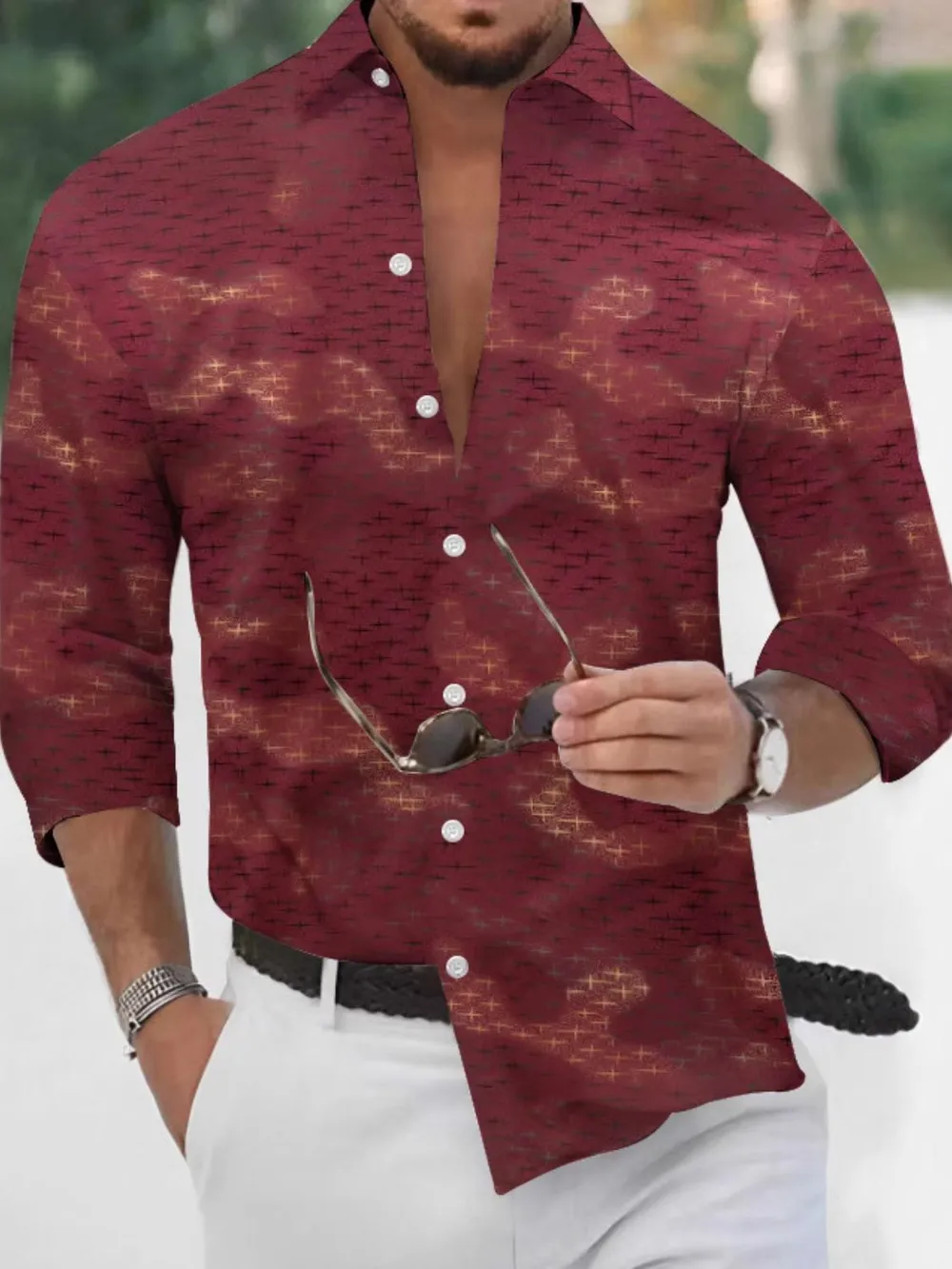 Men's Full Size Collared Neck Long Sleeve Shirt Plus Size, image 2