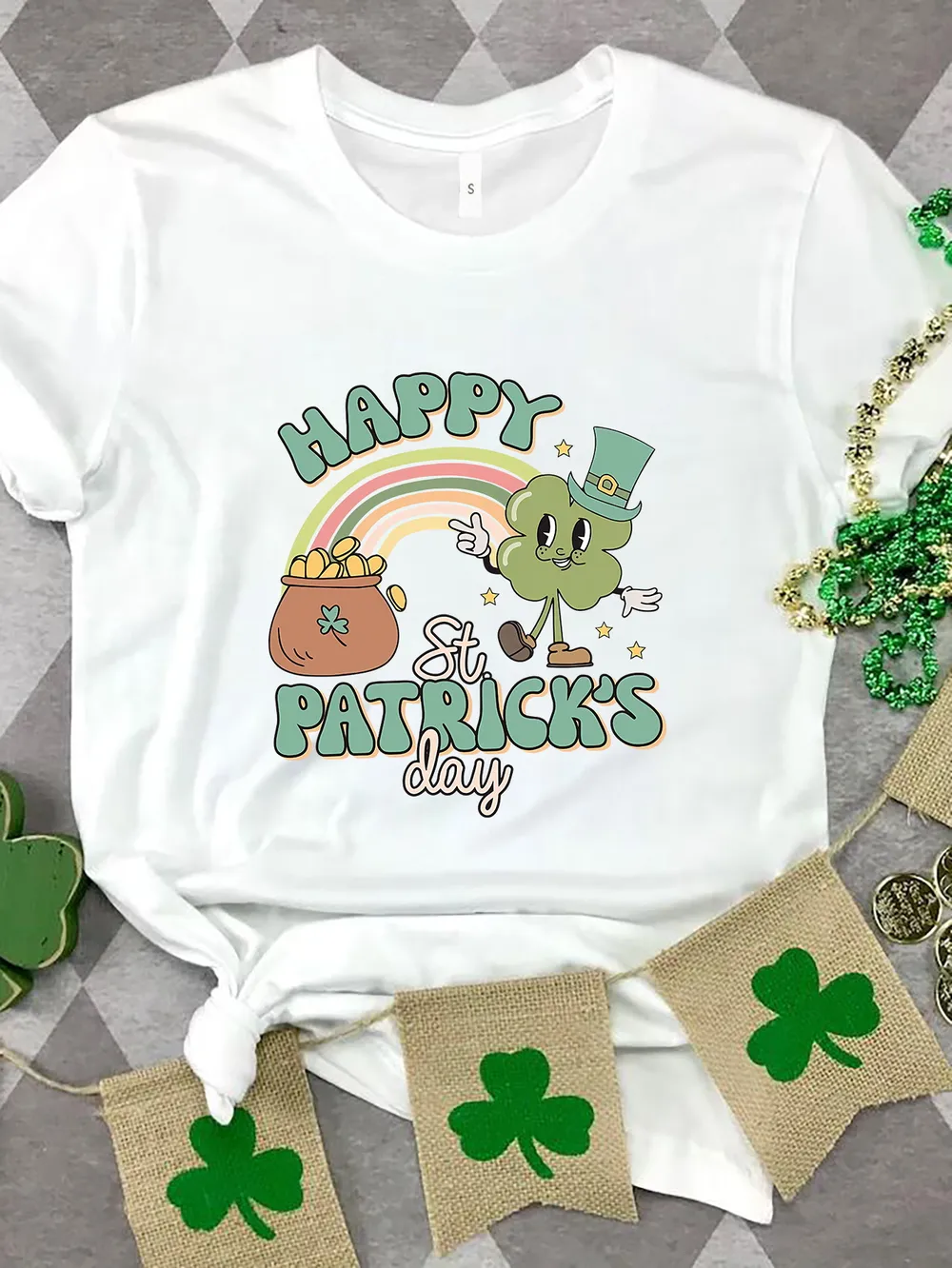 HAPPY ST PATRICK'S DAY Round Neck T-Shirt, image 7
