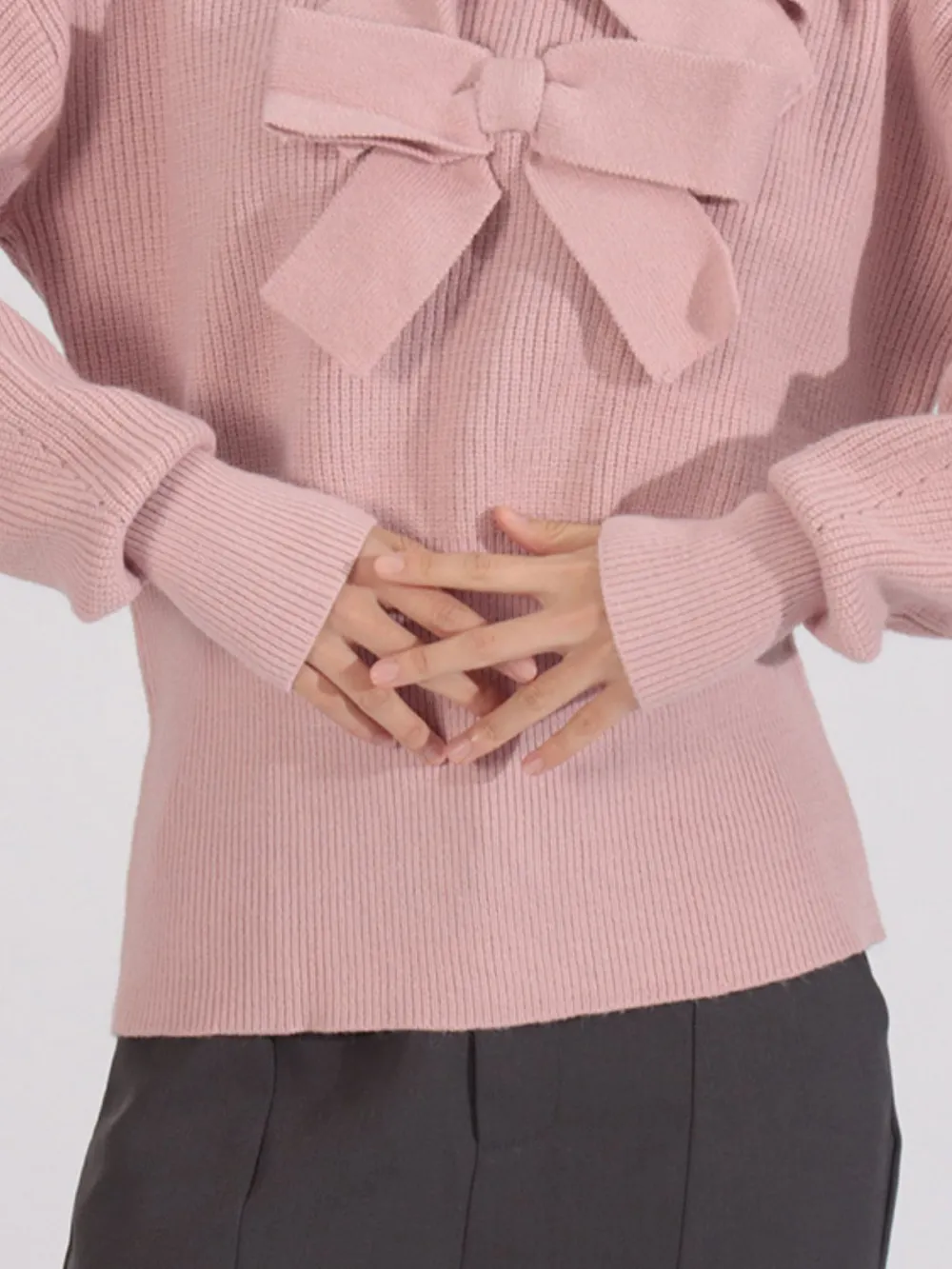 Bow Front Turtleneck Long Sleeve Sweater, image 9