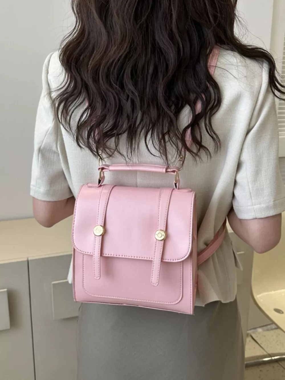 PU Leather Flap Backpack Bag, image 4