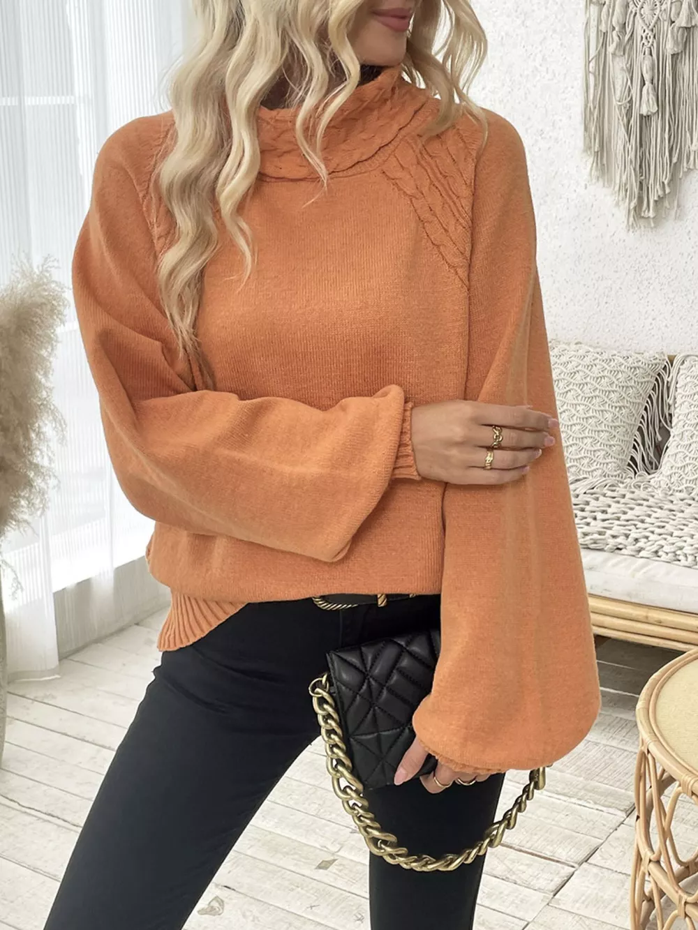 Cable Knit Turtleneck Sweater, image 7