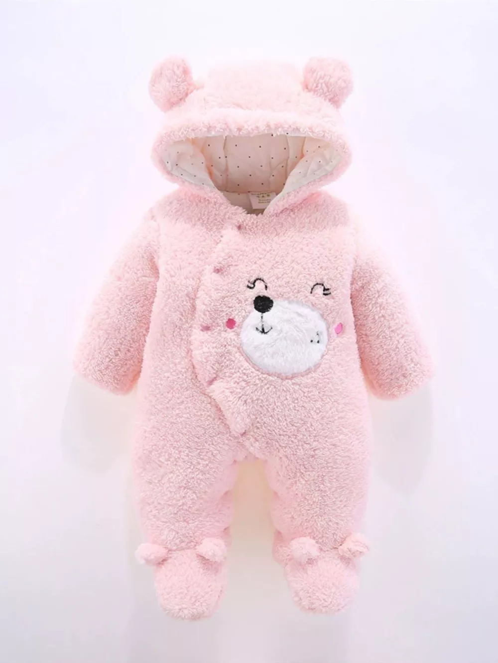 Children's Cute Bear Hooded Fleece One-Piece