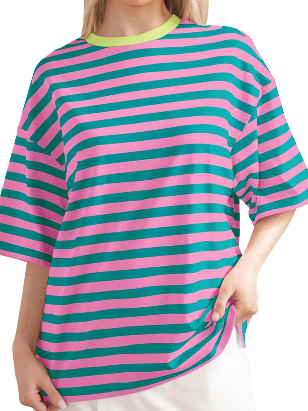 Striped Round Neck Half Sleeve T-Shirt, image 12