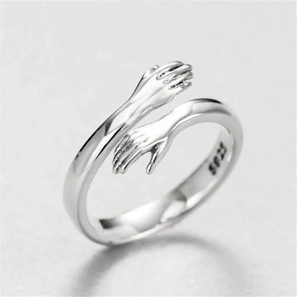 Hug Shape 925 Sterling Silver Bypass Ring, image 2