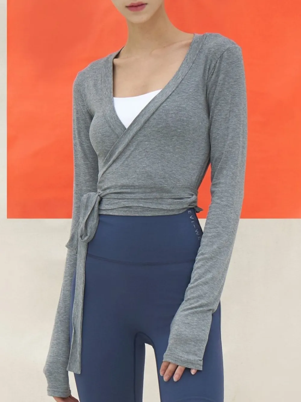 Tied Surplice Long Sleeve Top, image 3
