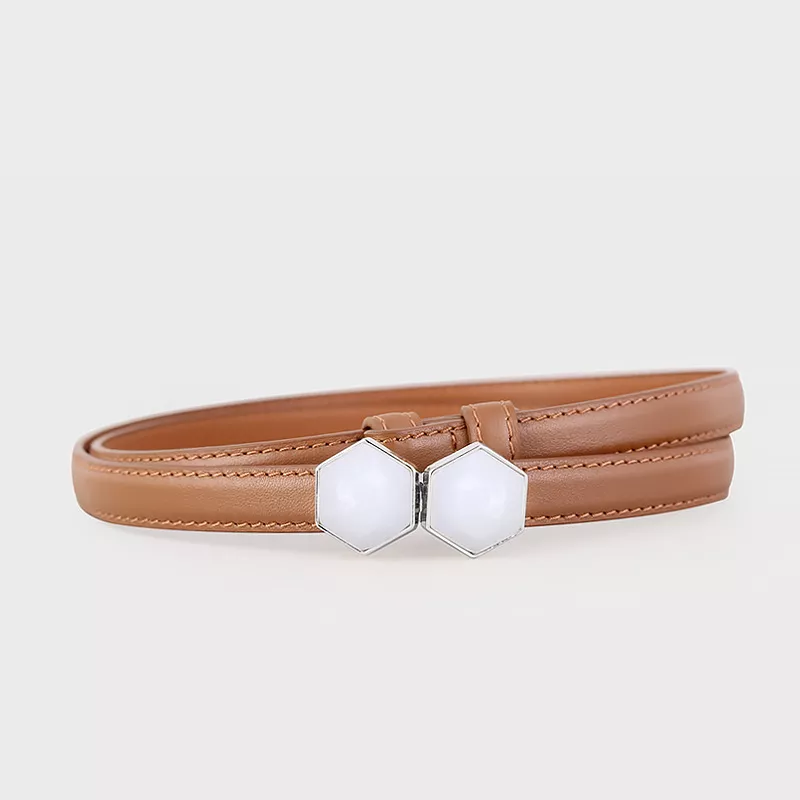 Leather Belt with Geometric Buckle, image 6