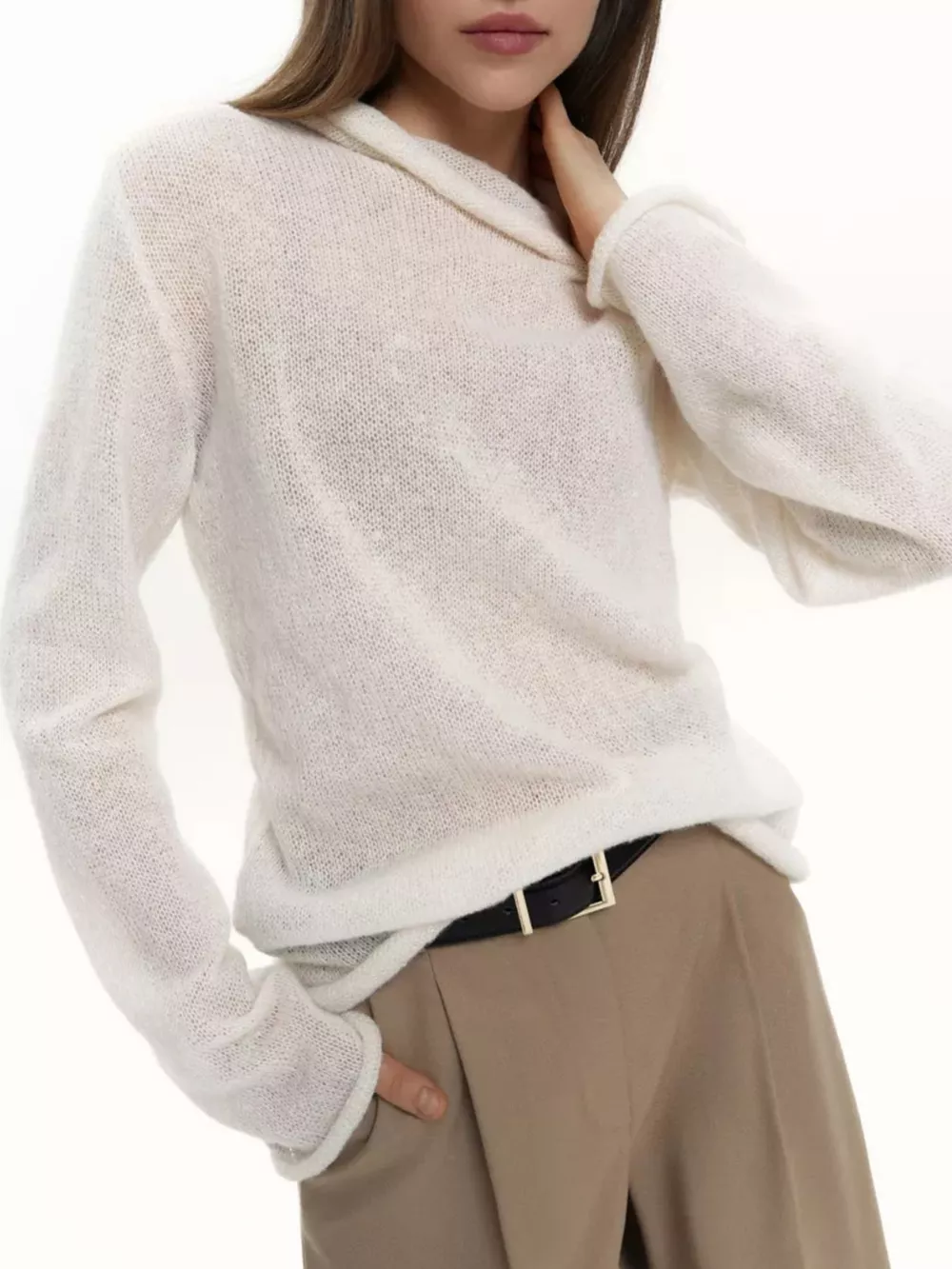 Mock Neck Long Sleeve Sweater, image 2