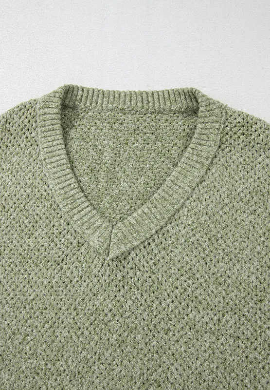 V-Neck Dropped Shoulder Long Sleeve Sweater, image 4