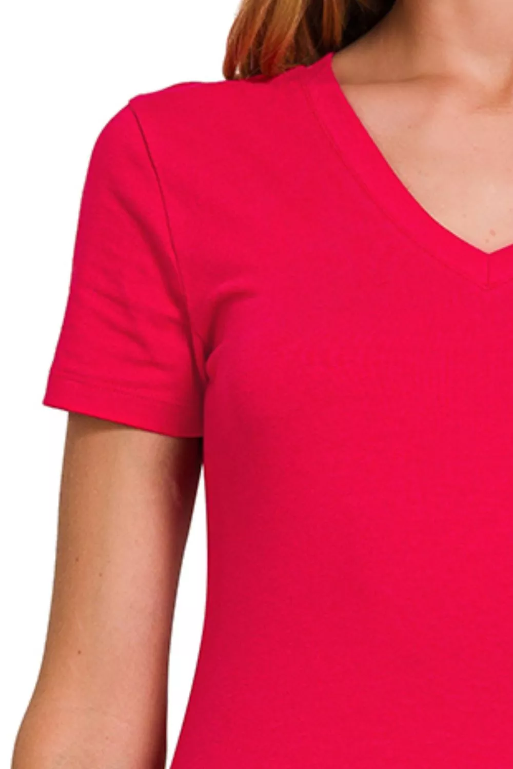 Basic Cotton V-Neck Short Sleeve T-Shirt, image 3