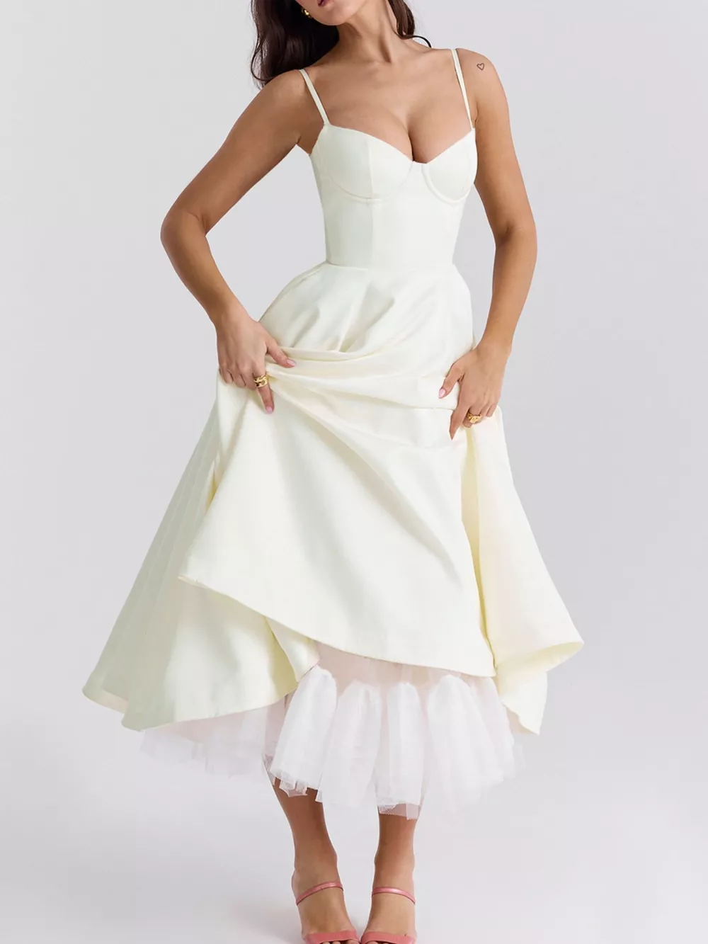 Sweetheart Neck A-Line Midi Dress, image 6