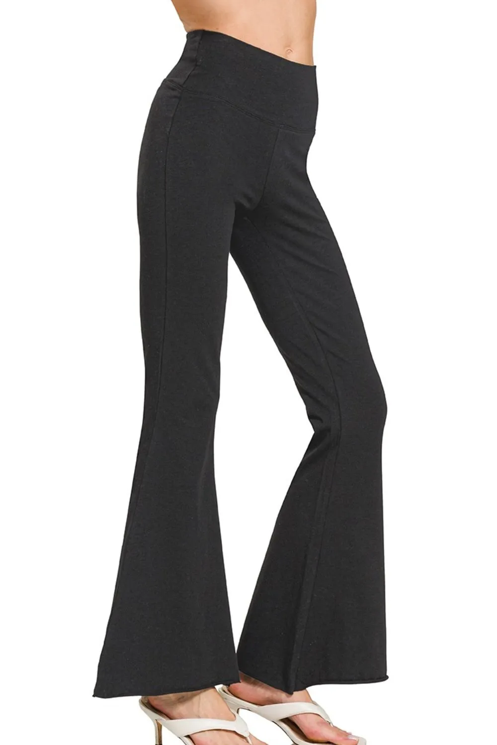 Raw Edge Hem Flare Yoga Pants, image 3