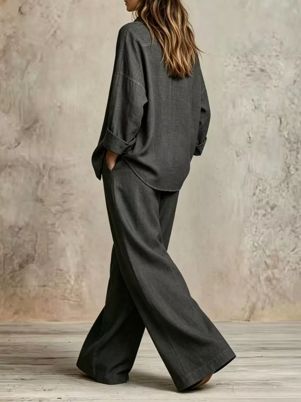 Full Size Button-Down Shirt and Wide-Leg Pants Set Plus Size, image 6