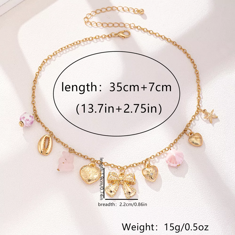 Heart and Butterfly Bow Ocean Multi-Pendant Necklace, image 5