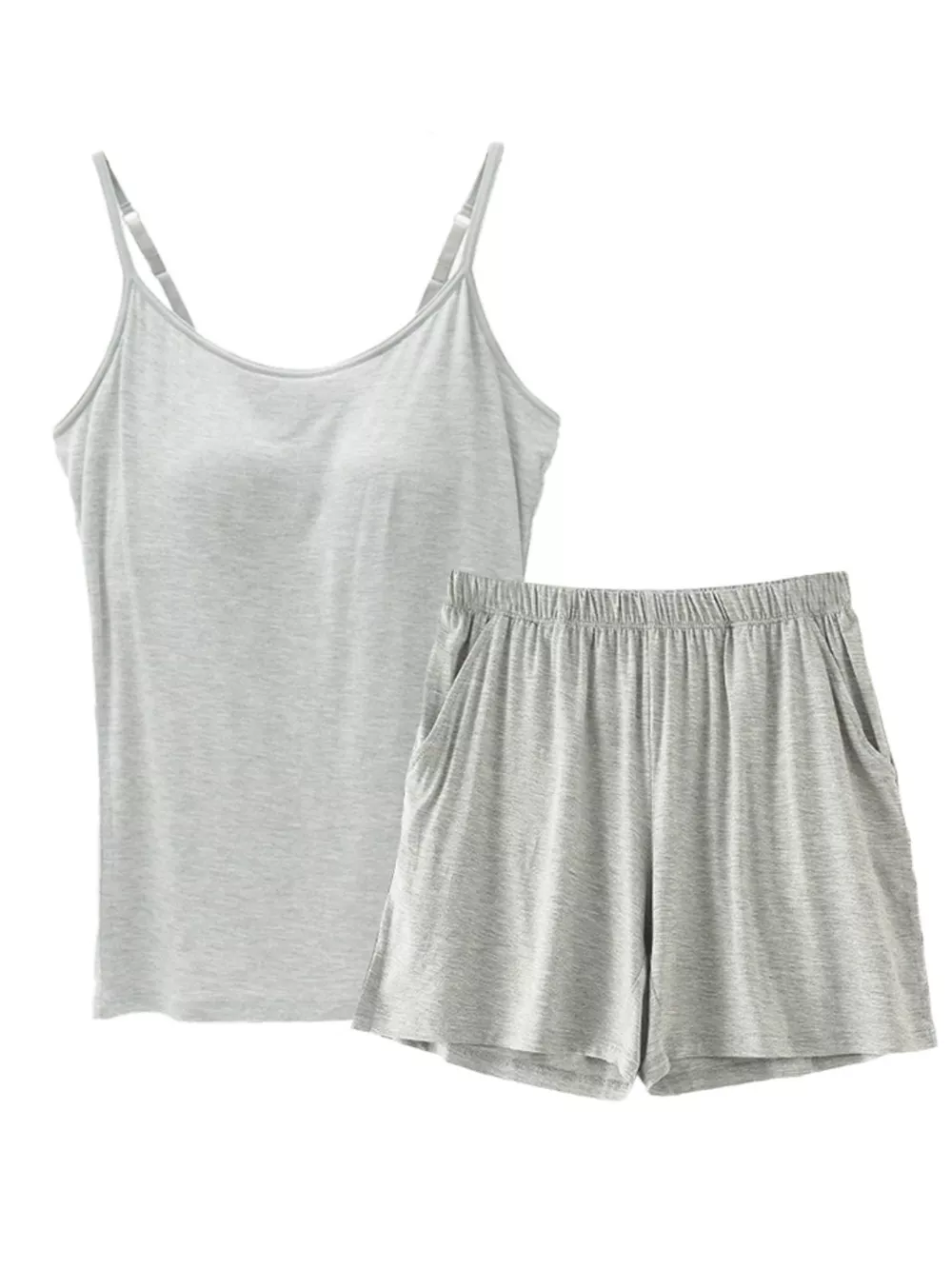 Plus Size Modal Adjustable Strap Padded Cami and Shorts Set, image 9