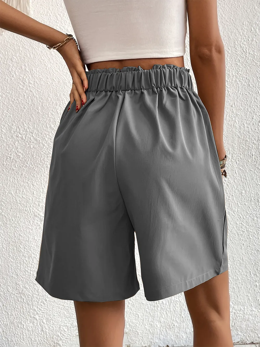 Pocketed Half Elastic Waist Shorts, image 7