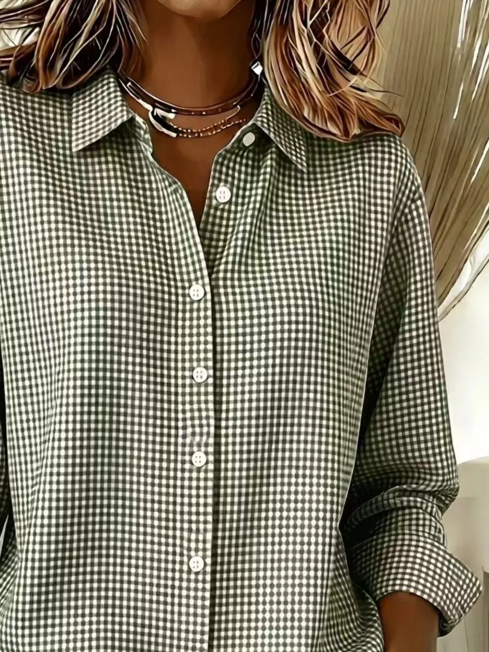 Full Size Plaid Button Up Long Sleeve Shirt Plus Size, image 10