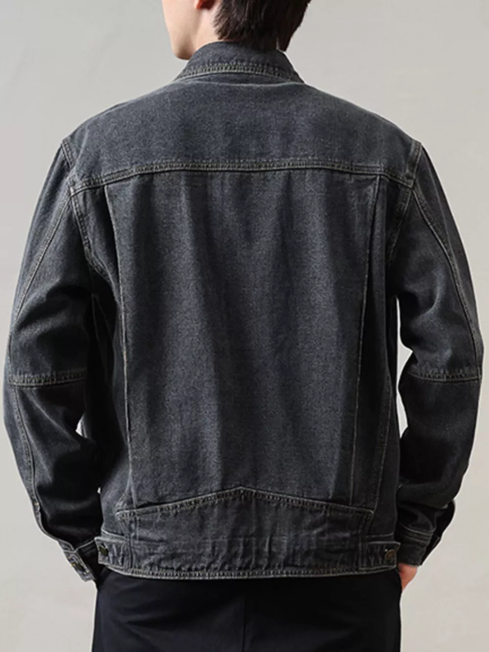 Men's Full Size Classic Washed Denim Jacket with Chest Pockets Plus Size, image 4