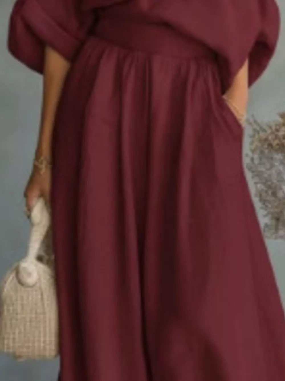 Full Size One Shoulder Top and Wide Leg Pants Set Plus Size, image 8