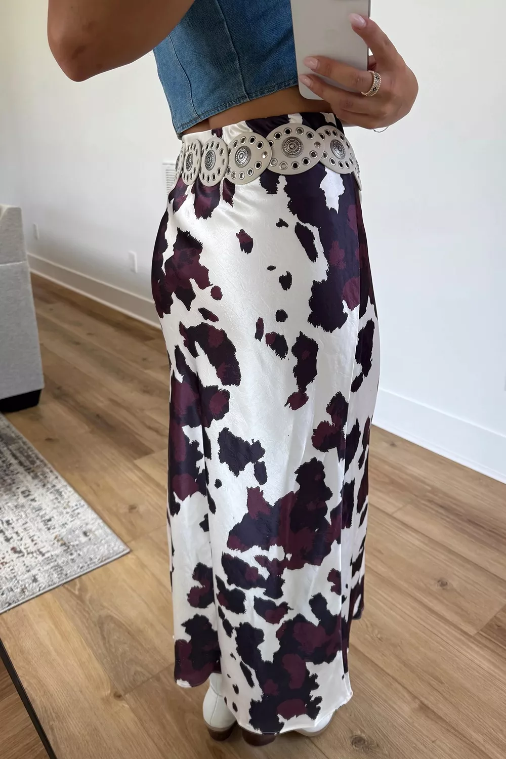 Abstract Print Western Long Metal Zip-Up Waist Daily Wear Skirt, image 4