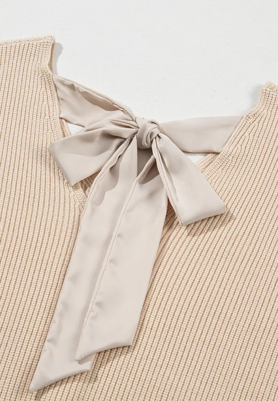 Tied Back V-Neck Long Sleeve Sweater, image 4