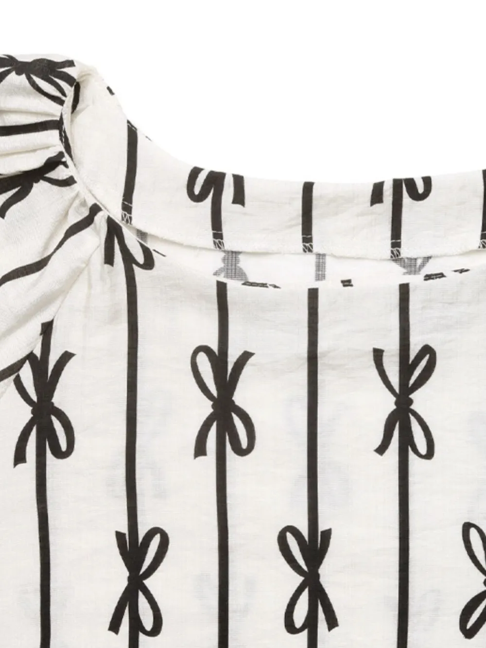 Bow Print Puff Sleeve Casual Blouse, image 2