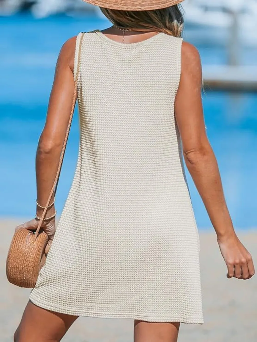 Knot-Front Sleeveless Mini Dress, image 3
