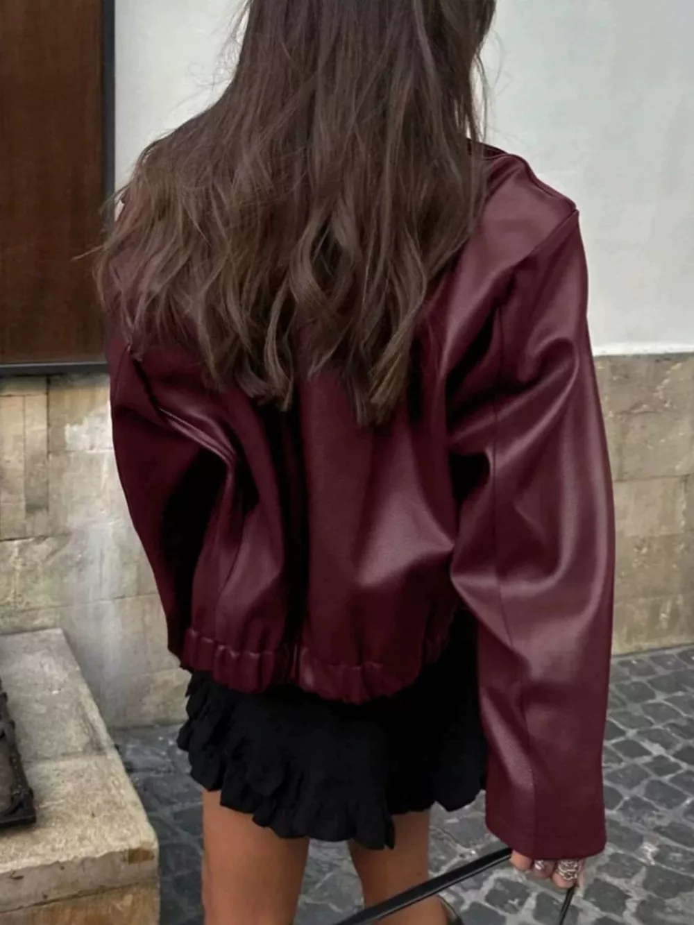Faux Leather Zip Up Jacket, image 10
