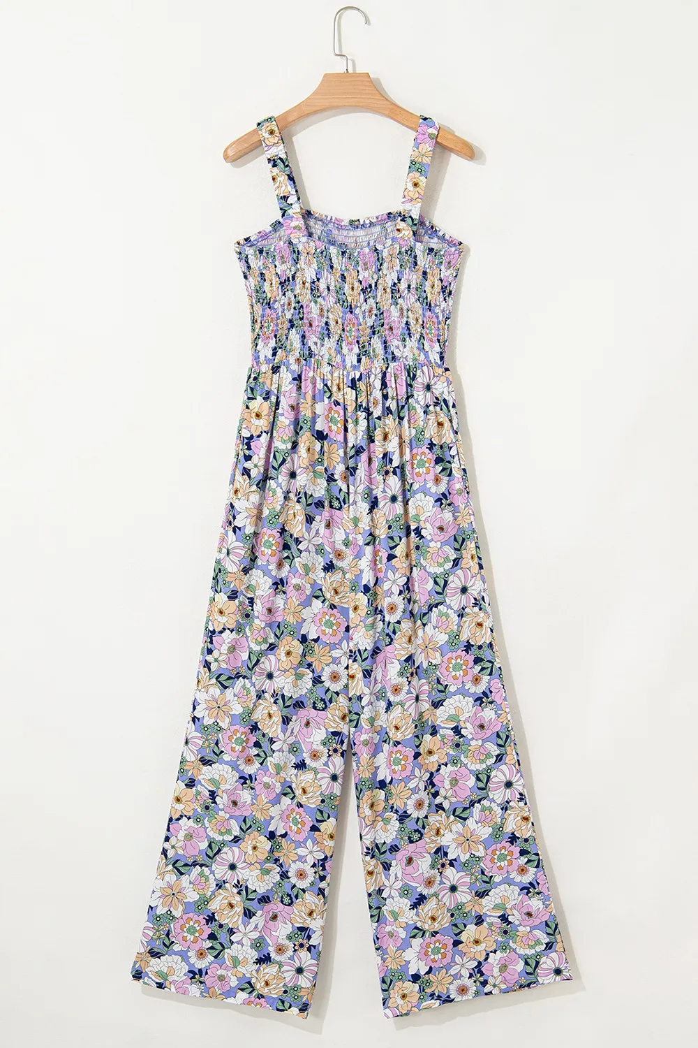 Floral Print Smocked High Waist Square Neck Jumpsuit, image 4