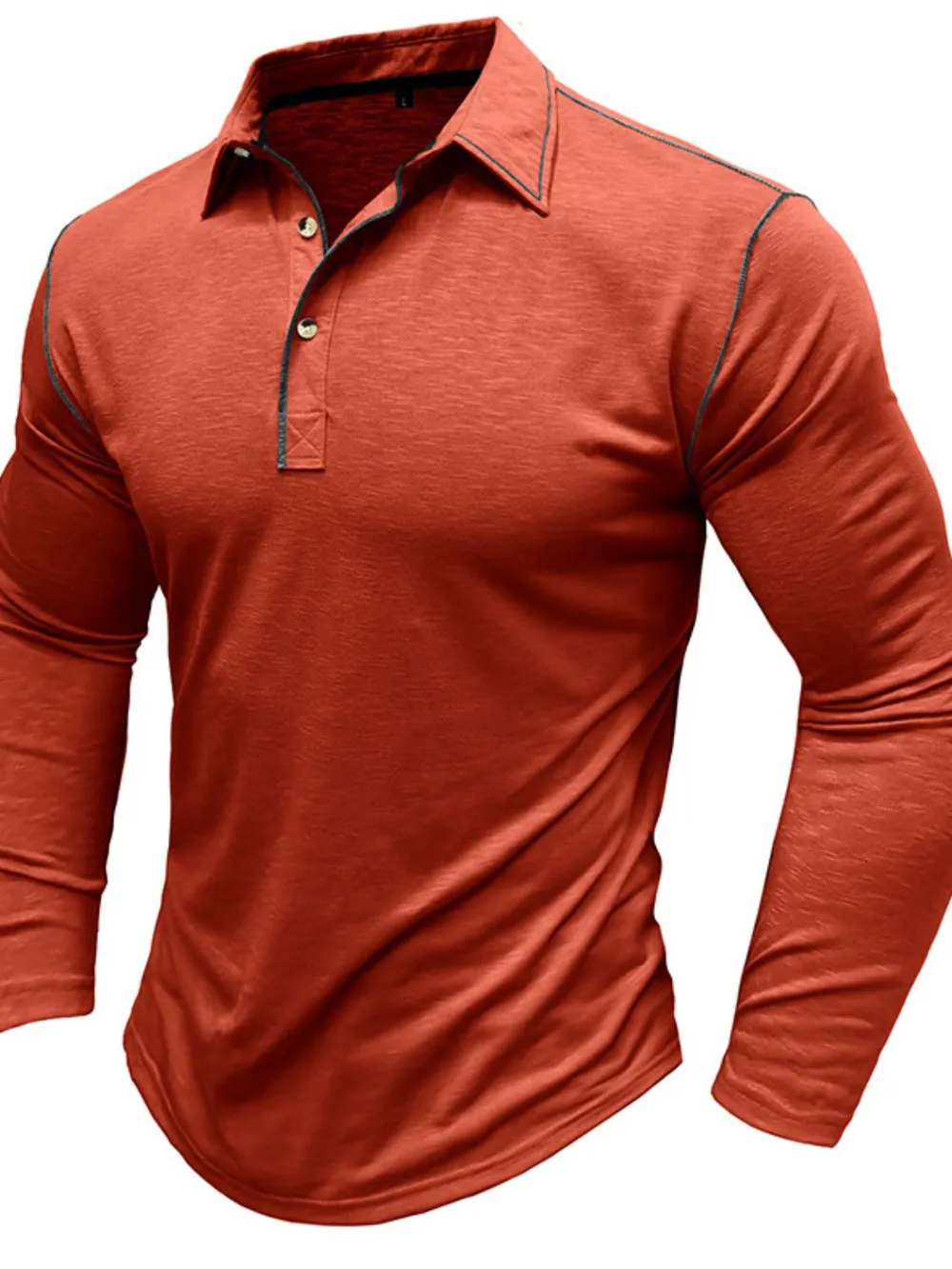 Men's Button Detail Long Sleeve Polo, image 10