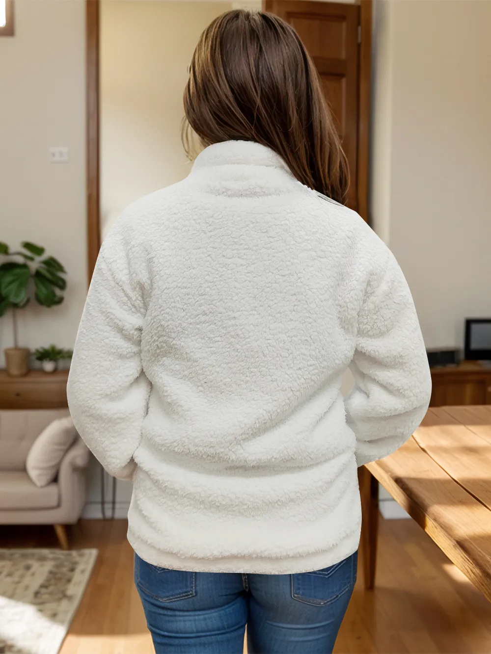 Full Size Turtleneck Zip Up Long Sleeve Sherpa Jacket, image 3