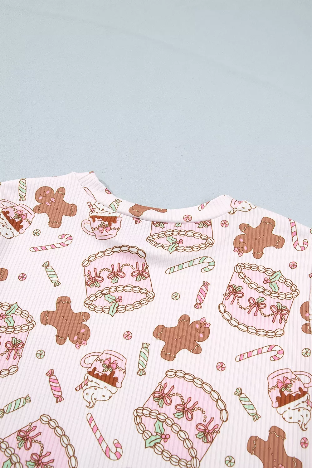 Abstract Christmas Print Long Sleeve Two Piece Lounge Set, image 7