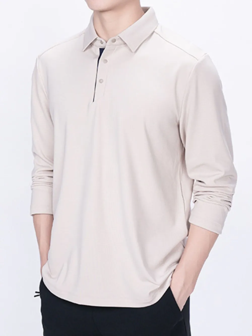 Men's Plus Size Collared Neck Long Sleeve Polo, image 4