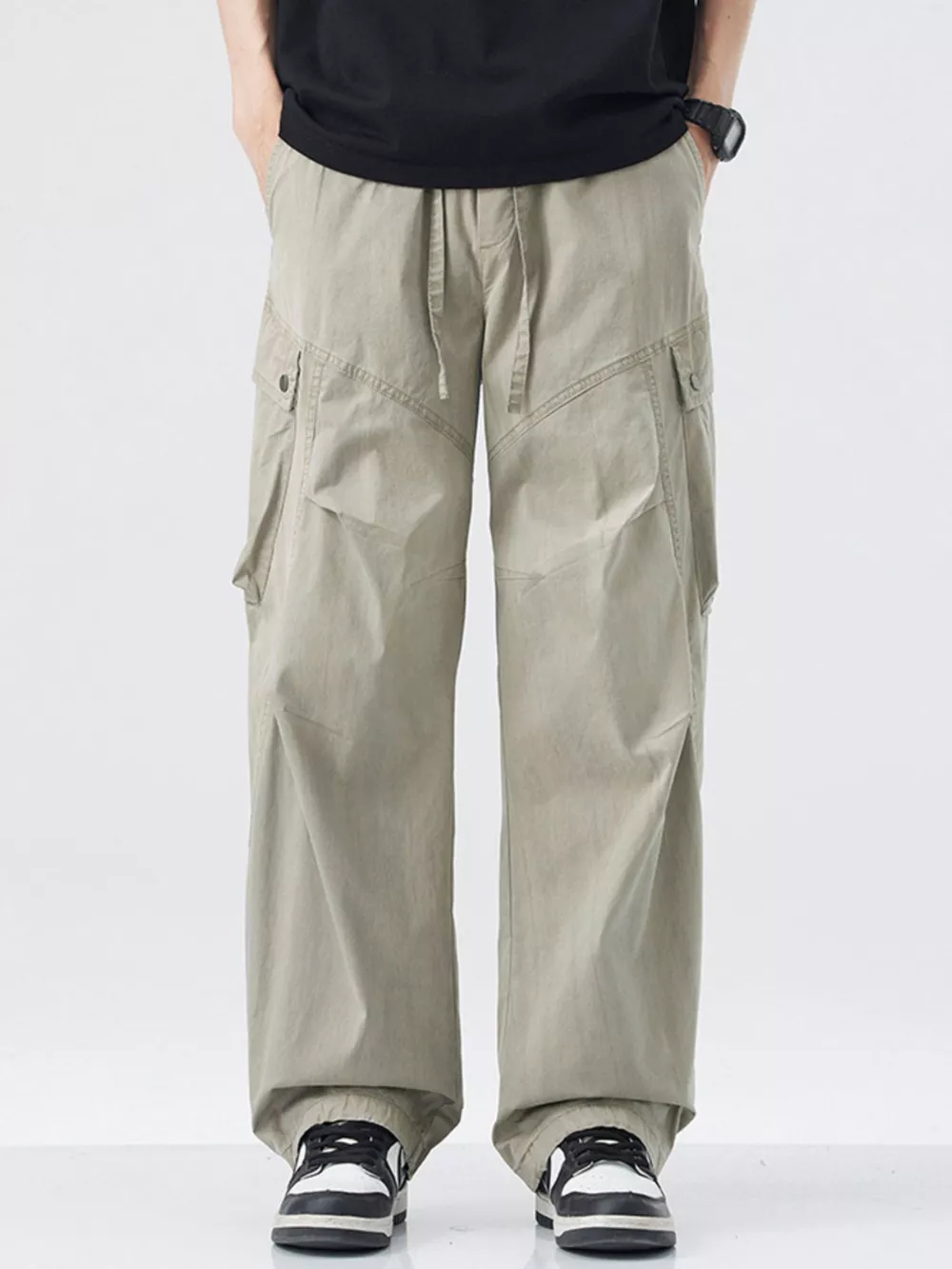 Men's Wide Leg Drawstring Pants, image 5