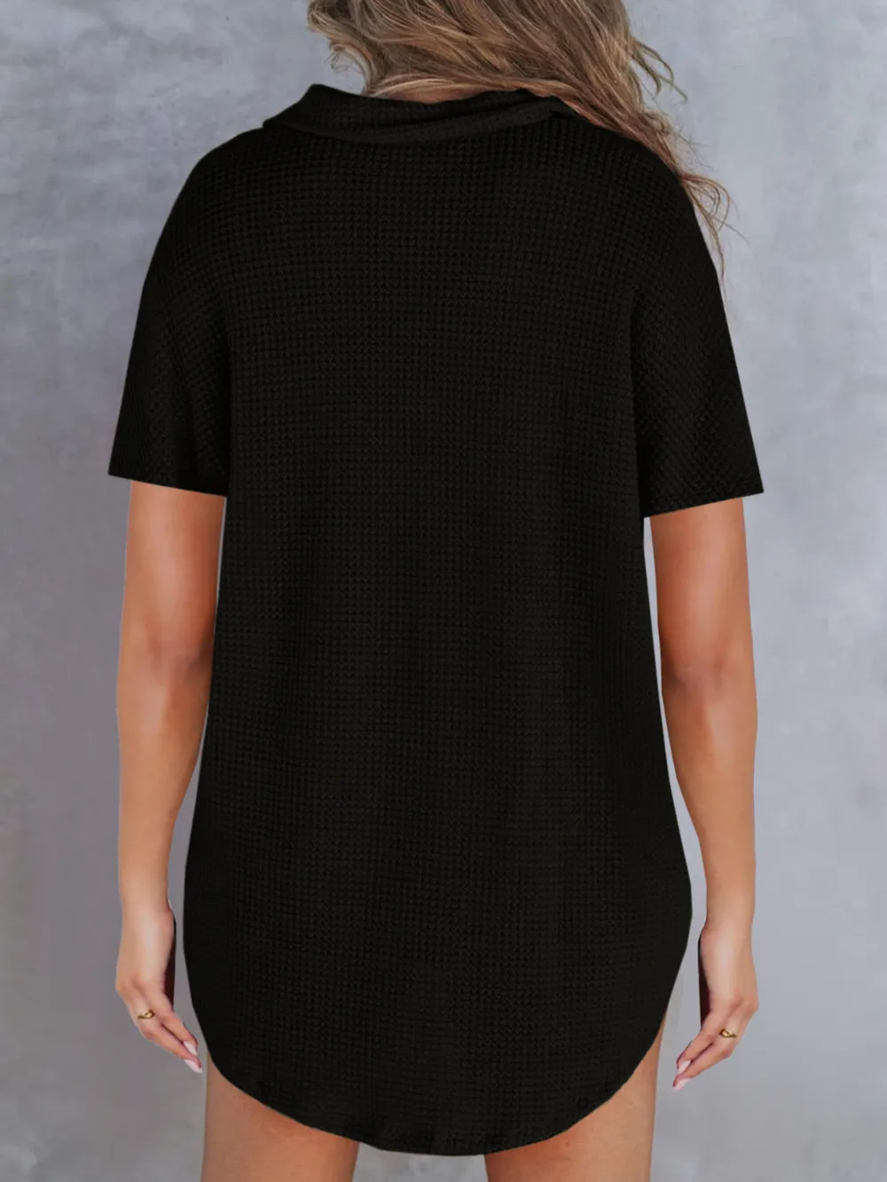 Waffle-Knit Short Sleeve Polo Shirt, image 11
