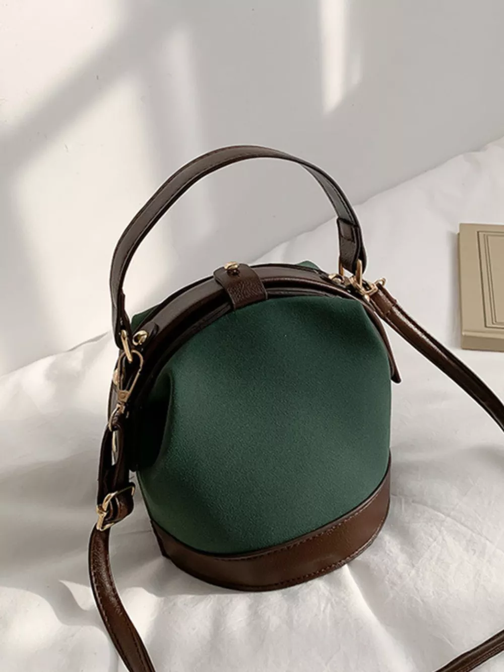 Two-Tone Bucket Crossbody Bag