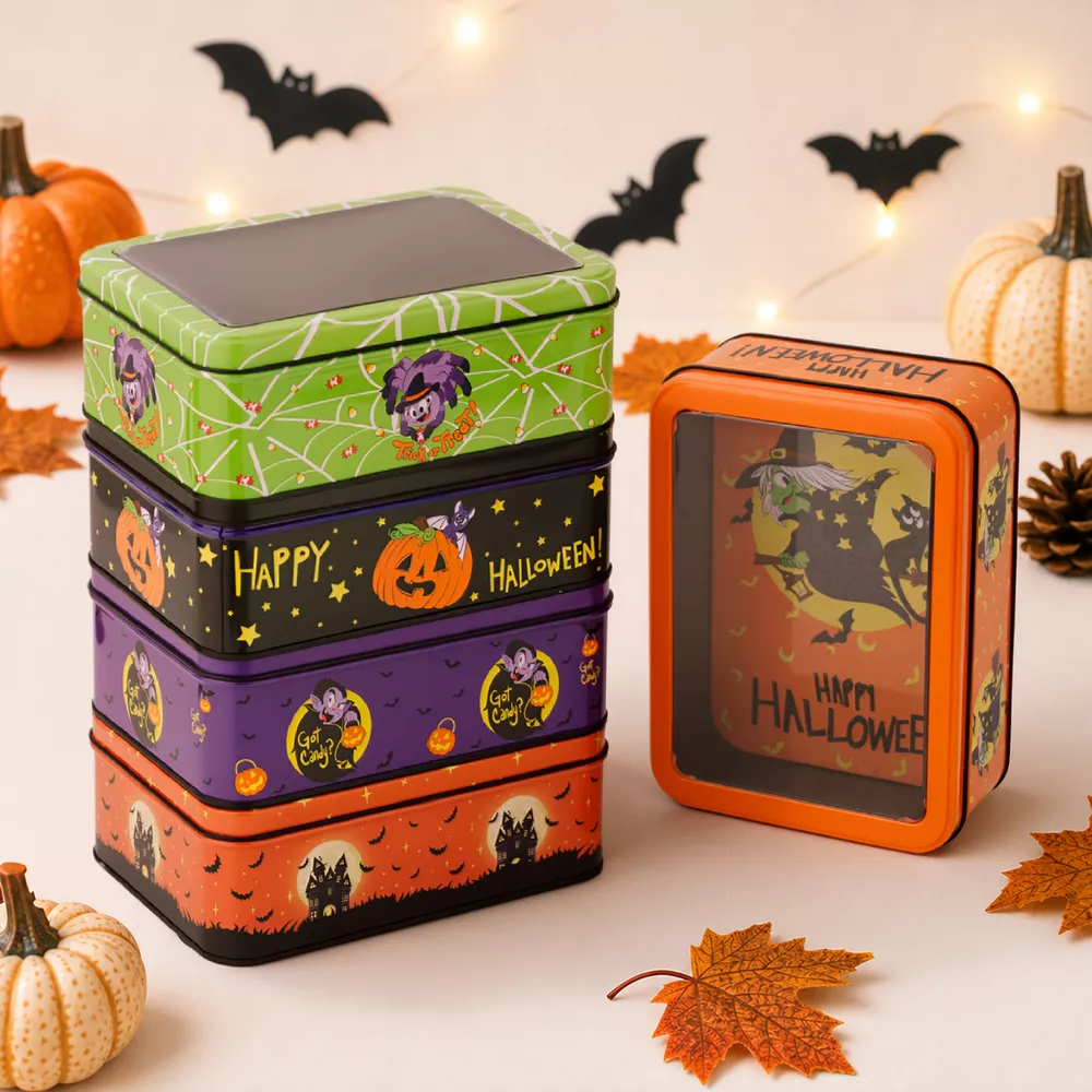 Halloween Decorative Metal Storage Box with Window Display, image 2