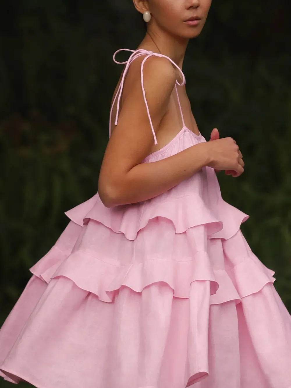 Ruffle Layered Tie Shoulder Cami Dress, image 2