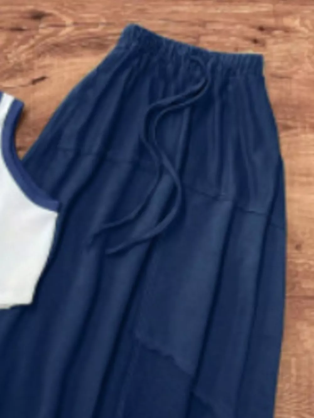 Contrast Trim Tank and Drawstring Waist Skirt Set, image 5